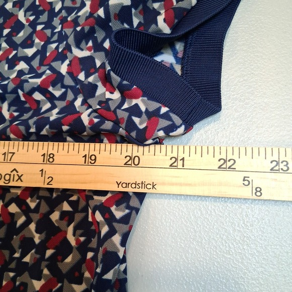 Lauren Ralph Lauren Geometric Top Womens Sz XL Navy Fall Career Dark Academia - Picture 9 of 10